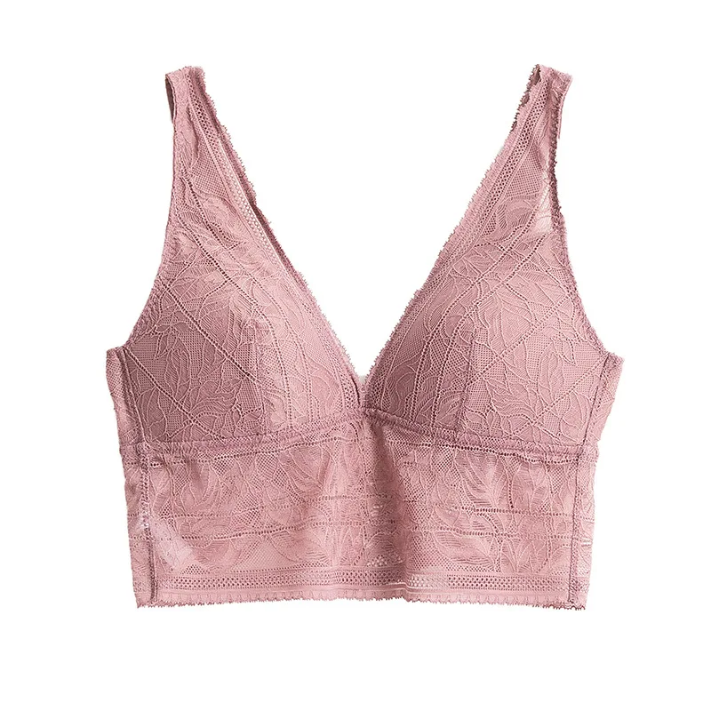 Lace Woman Bras Sexy and Comfortable No Steel Rings Lingerie Top High Quality Mulberry Silk Push Up Breathable Vest Underwear