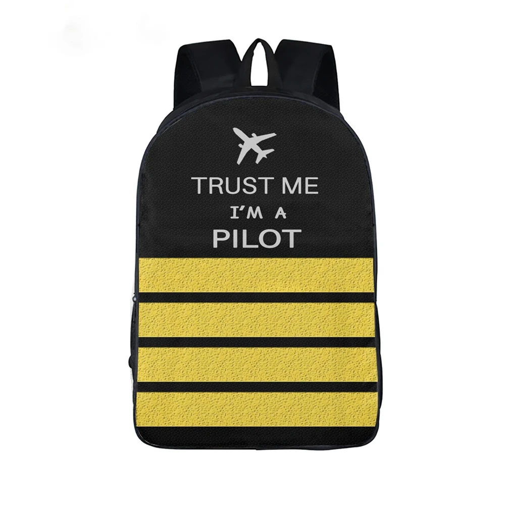 Pilot Captain Stripes Backpack for Women Men Travel Bag Teens School Bag Boys Bookbag Aviation Airplane College Student Daypack