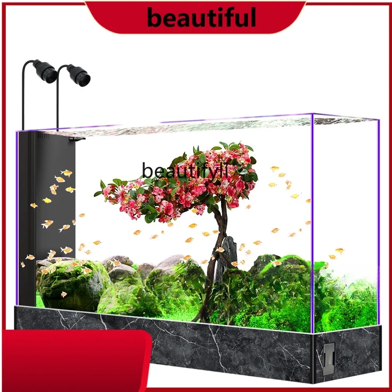 

Fish Tank Living Room Floor Screen Aquarium Household Ecological Change Water Glass Fish Globe H