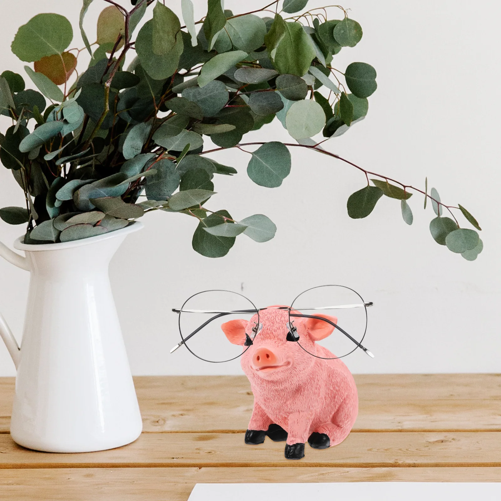 

Piggy Eyeglass Holder Animal Glasses Stand Resin Craft Decorative Display for Reading Glasses Nightstand Organization