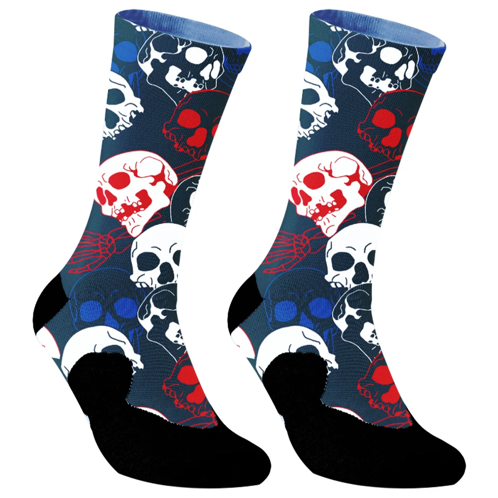 skull Dog printing socks Men Women Athletic Crew Cycling Socks Compression Socks Road Bike Climbing Running New