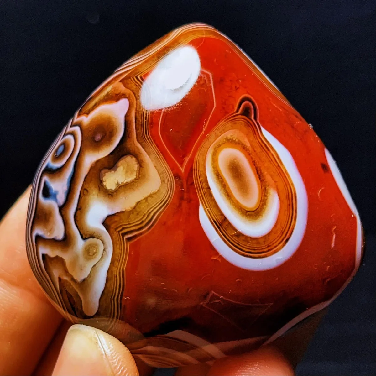 4PC Natural Texture Banded Agate Worry Stone, Translucent Beauty, Tumbled Polished, Pendant Making, Crystal Collection