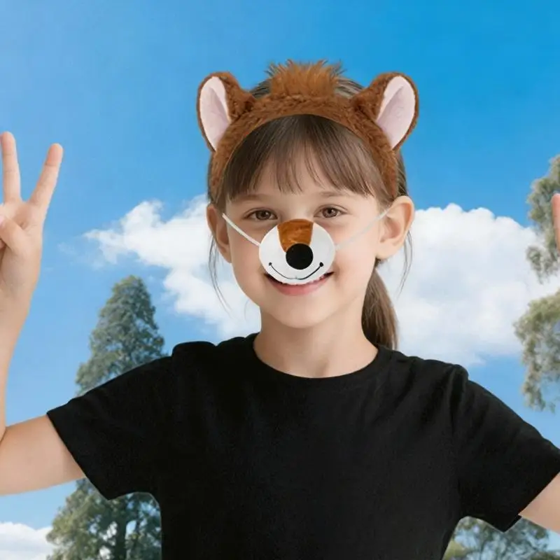 31BF Soft Fabric Chipmunk Ears Headband Costume Hairband for Comfortable Long Wear in Performances and Parties