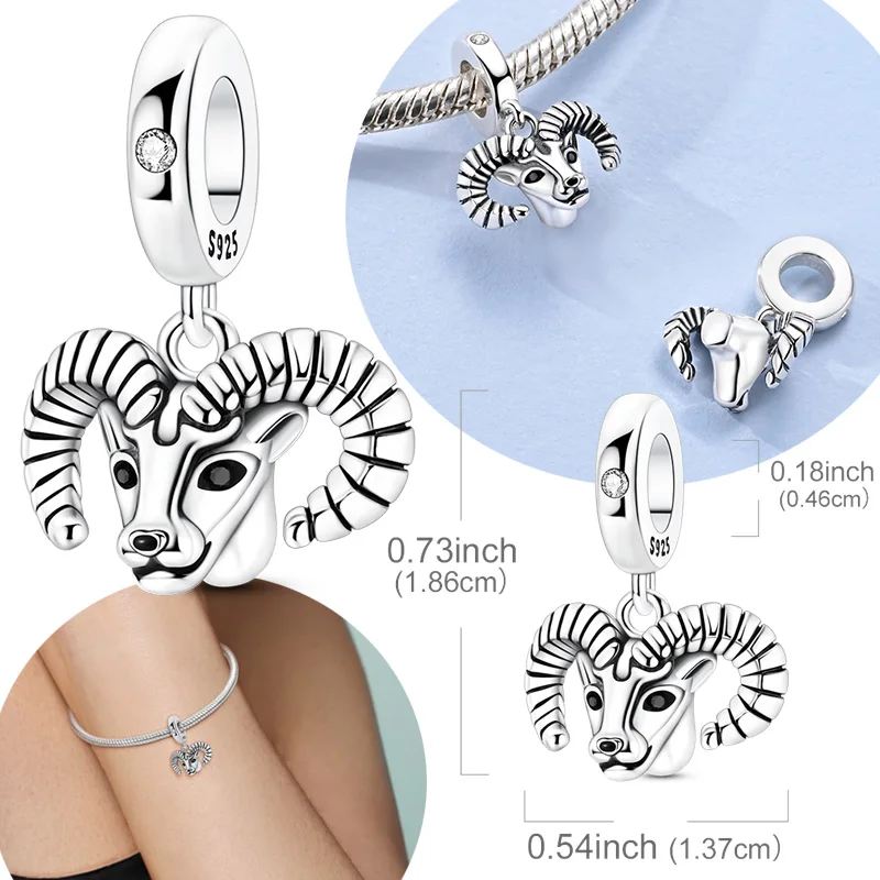 

Оригинальный браслет из стерлингового серебра 925 пробы, подвеска с загнутыми рогами, подходит для оригинального браслета, ожерелья для мужчин и женщин, ювелирные изделия своими руками, подарок