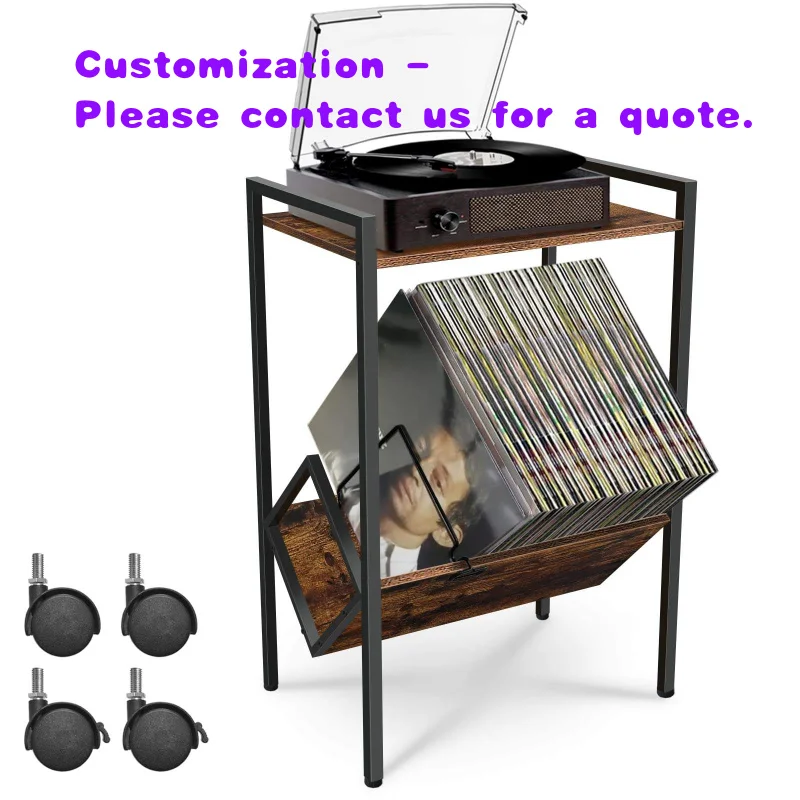 custom.Modern Design Movable Brown Metal Frame and Wooden Bookshelf Living Room and Bedroom