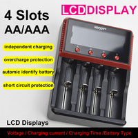 4 Slot AA/AAA Battery Charger LCD Displays Voltage/Charging current/Charging Time/Battery Type for 18650 26650 1.2V NiMH NiCd