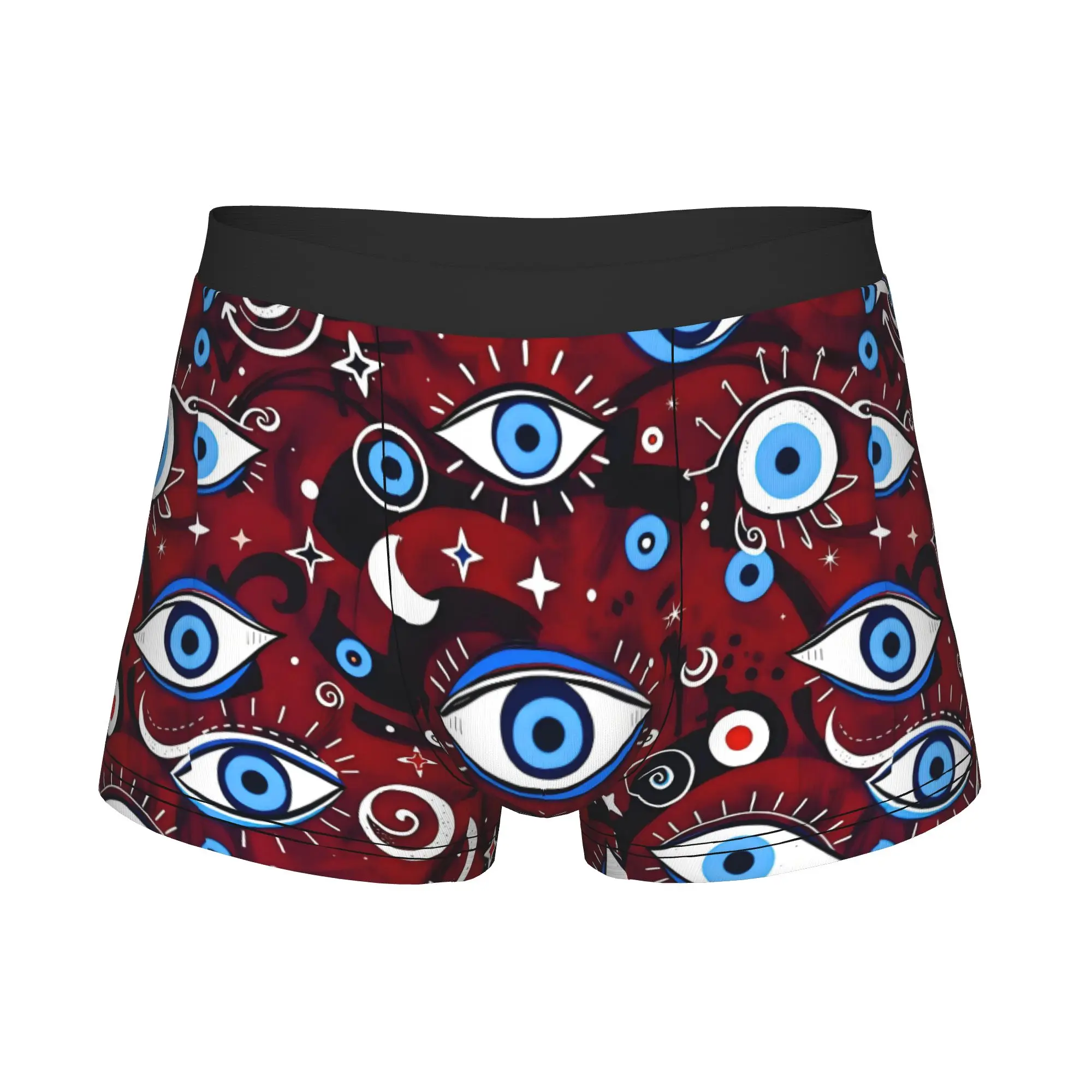 Mystic Evil Eyes Red Underwear Male Print Crescent Moon Star Boxer Shorts Panties Briefs Soft Underpants