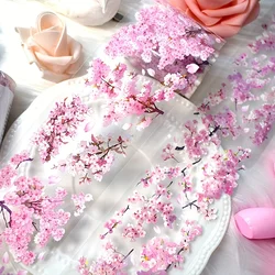 2m Sakura PET Decorative Stickers Pink Flower Transparent Washi Tape For Scrapbooking Planner Journal DIY Card Making Materials