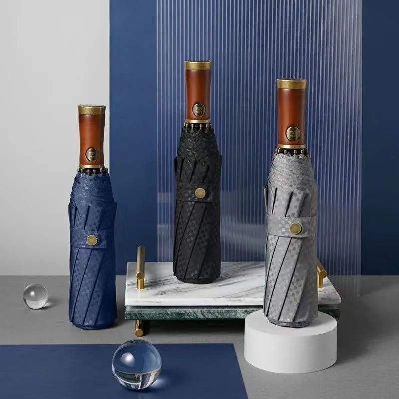 New Creative 380T Memory Cloth Nano Grid Fully Automatic Umbrella British Light Luxury Style Men's 10 Bone Business Umbrella