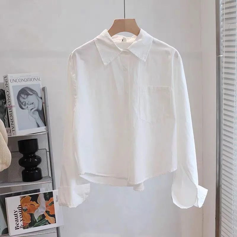 Short Shirt Women New Style Small People Wearing Inner And Outer Student Shirt Long Sleeve Design Niche Top Trendy