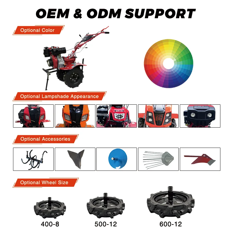 China BISON Farm Rotary Diesel Cultivators BS1100FD 4kw Friction Plate Clutch Gear Transmission 6hp 178F 4 Stroke Micro Tiller