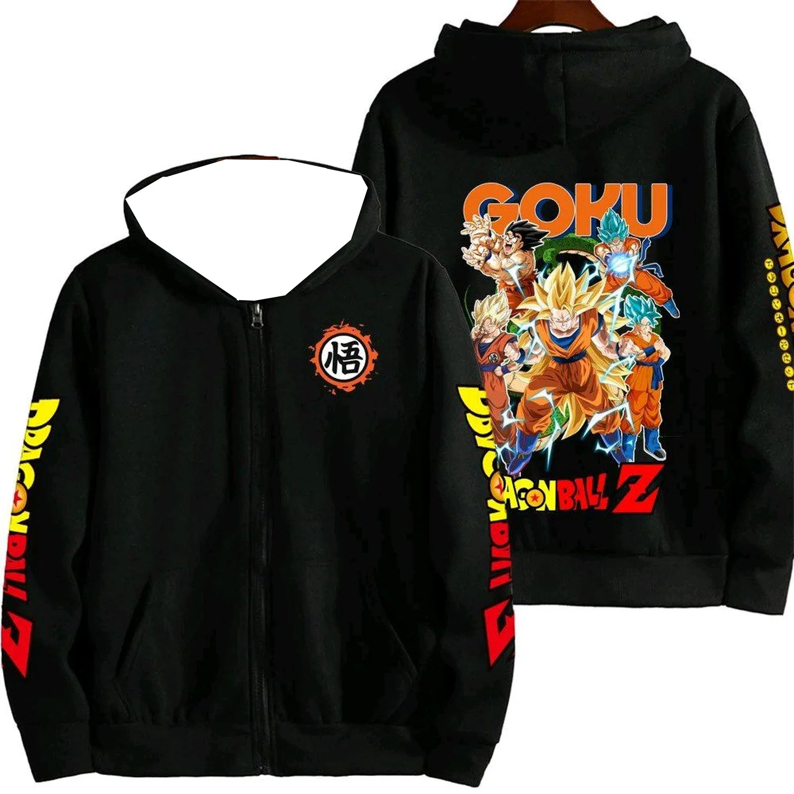 

Bandai's 2025 Quick-drying Zip-up Hooded Sweatshirt, Japanese Anime Dragon Ball Goku Football Autumn/Winter Men's Collection
