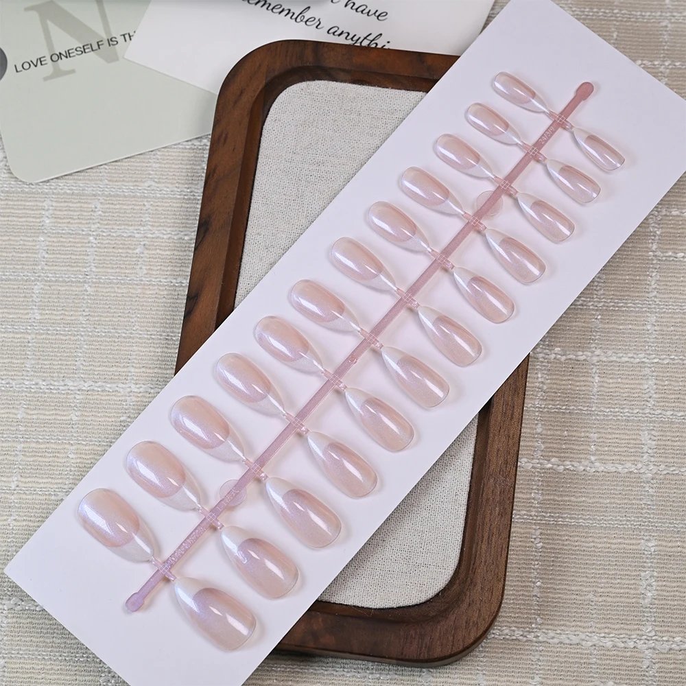 120 pezzi perlescenti trasparenti quadrati corti press-on unghia copertura completa trasparente lucido quadrato unghia del piede gel morbido punte per unghie delle donne