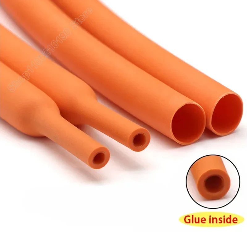 Orange 3:1 Heat Shrink Tube With Double Wall Glue Dia 3.2/6.4/7.9/9.5/19.1/25.4/30mm Waterproof Wire Insulated Line Cable Sleeve
