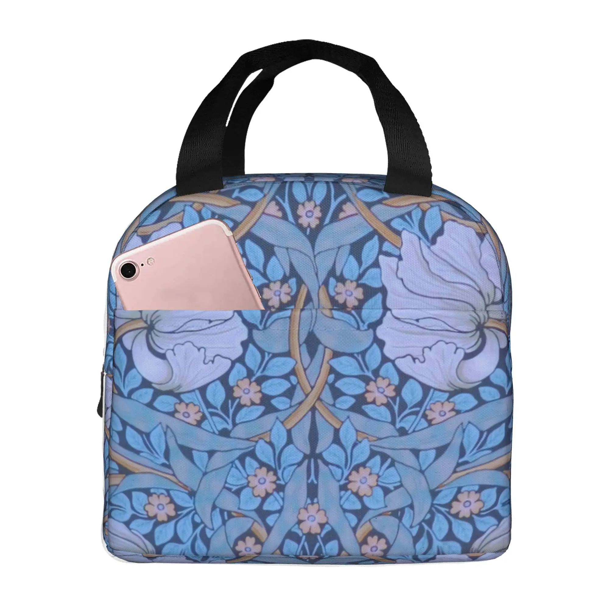 William Morris Thermal Insulated Lunch Bags Women Pimpernel Portable Lunch Container for School Outdoor Multifunction Food Box