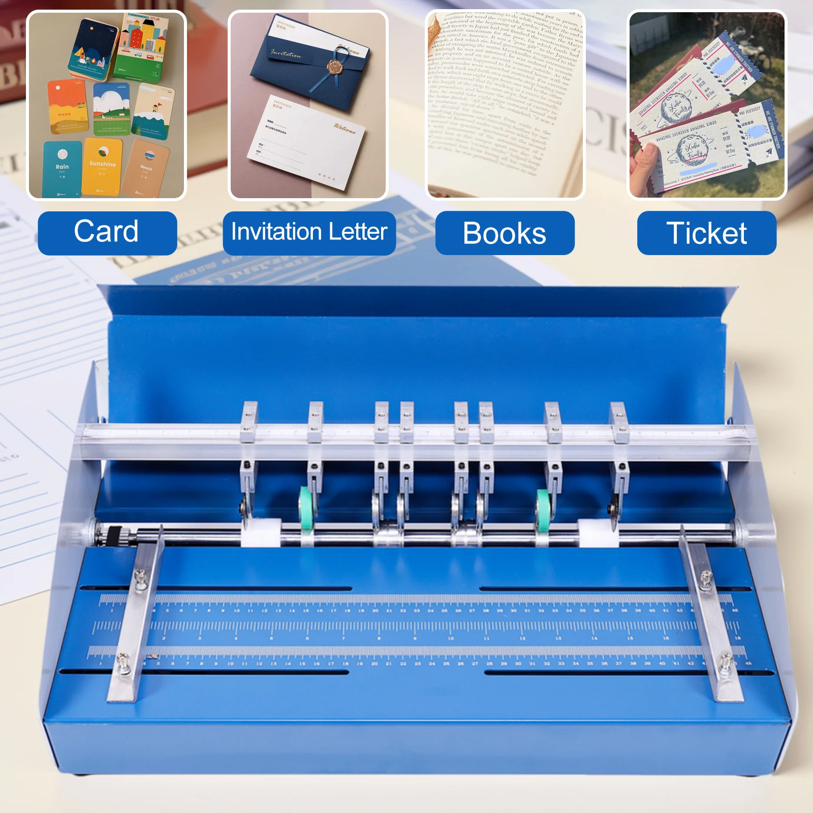 

460mm Electric Creasing Machine with Scale Ruler Multi-Function Paper Folding Machine for Photos Documents Menus Envelopes Note