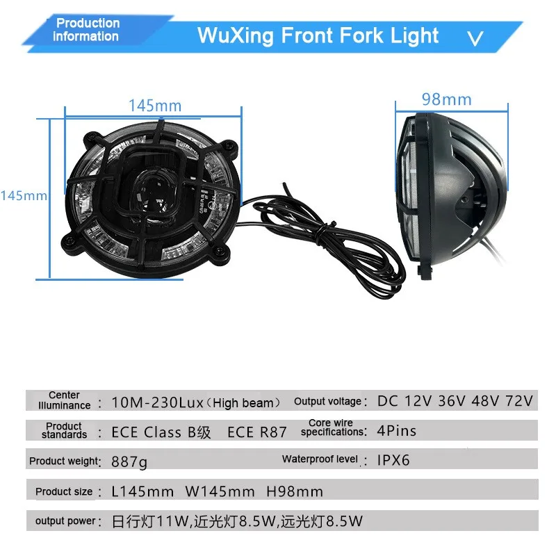 E-bike Headlights WuXing QD472 Front Lights LED Lighting Night Safe Riding Equipment SM Plug Bicycle accessories