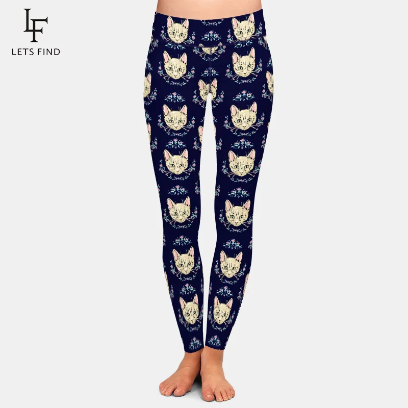 LETSFIND – Leggings de Fitness taille haute pour femmes, pantalon de haute qualité, imprimé de chats mignons 3D, taille haute