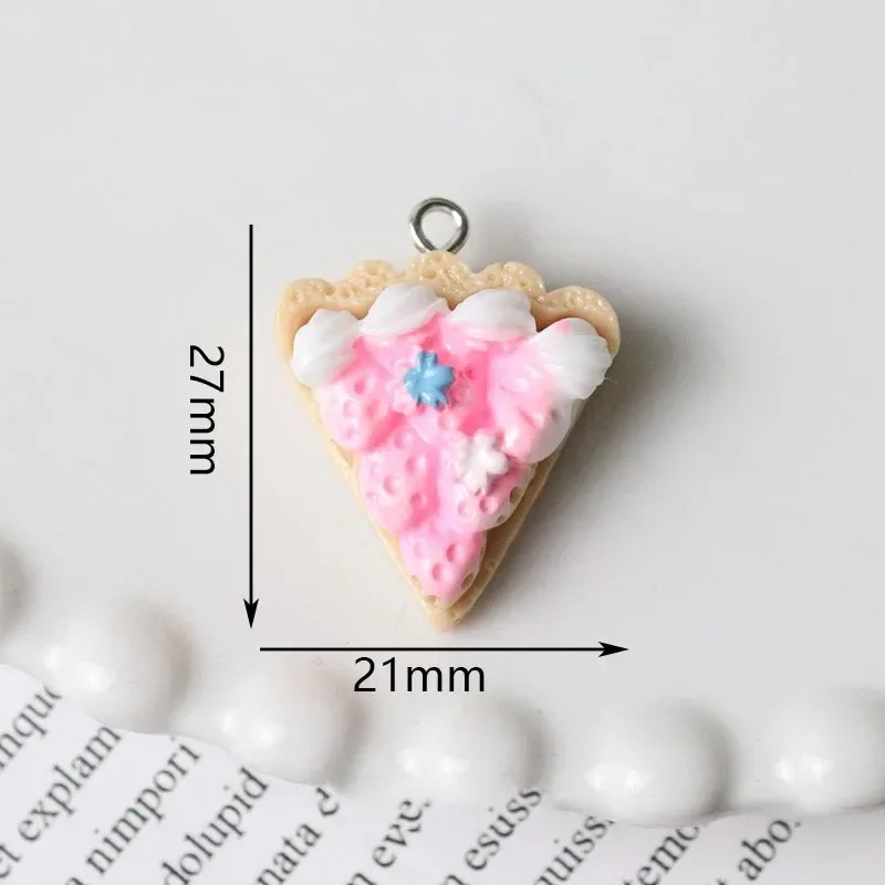 10pcs Triangle Strawberry Cake Resin Charms Simulation Cream Cake Small Pendant DIY For Earring Zip Key Chains Jewelry Make - view 6