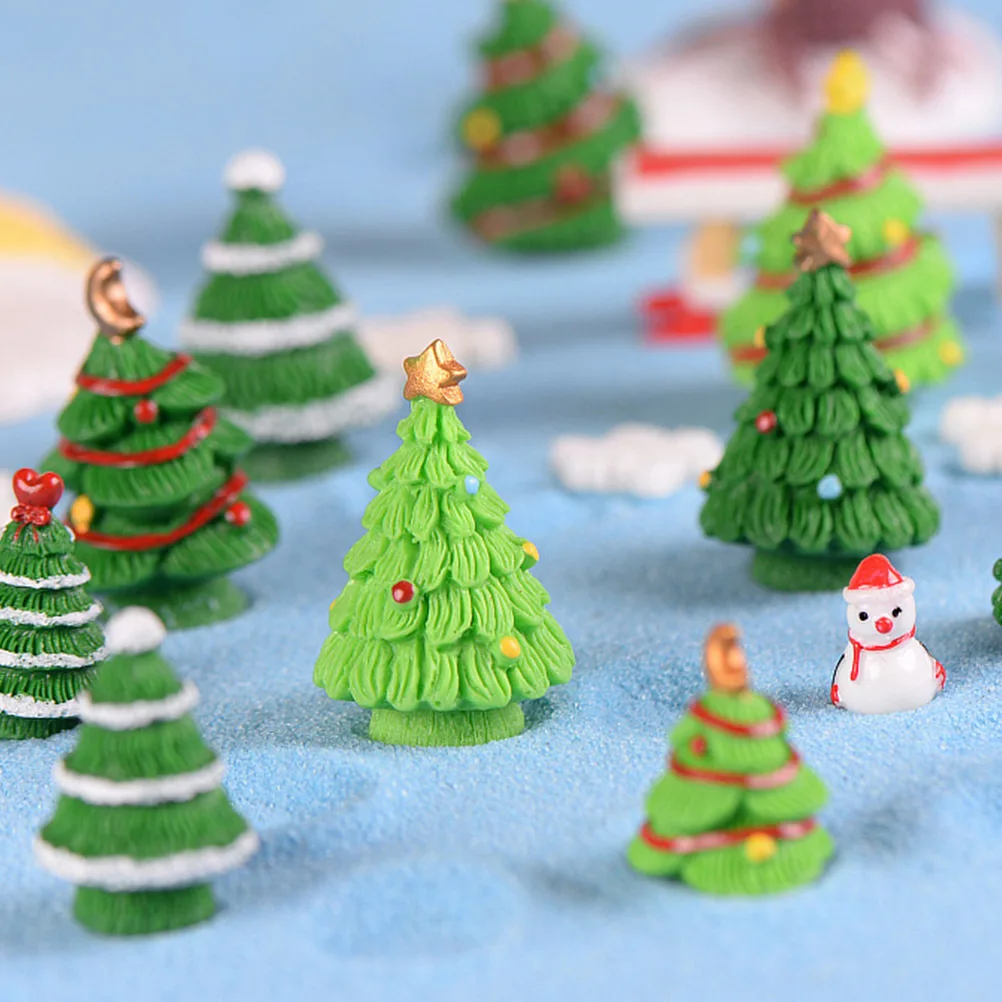 

40pcs Christmas Tree Microlandscape Resin Decor Craft Miniature Tree Desktop Ornament For Home Garden Party Decoration