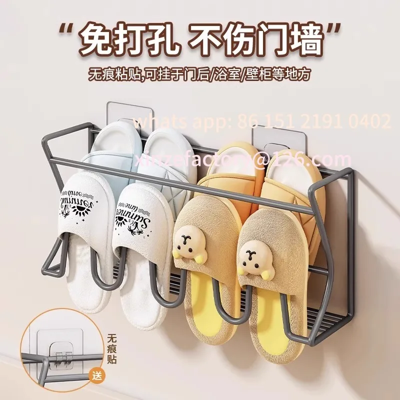 

Customizable Door Back Wall-mounted Slipper Rack Bathroom Wall-mounted Punch-free Door Back Simple Shoe Rack Bathroom