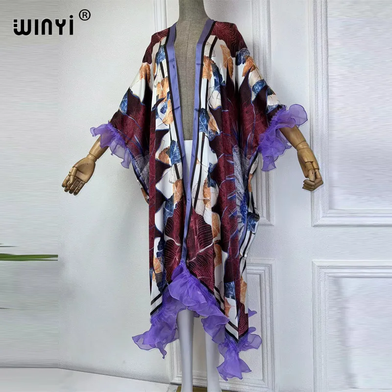 WINYI Kimono summer Bohemia dress beach wear women 2024 elegant Africa women Comfortable cardigan free size kaftan cover-ups