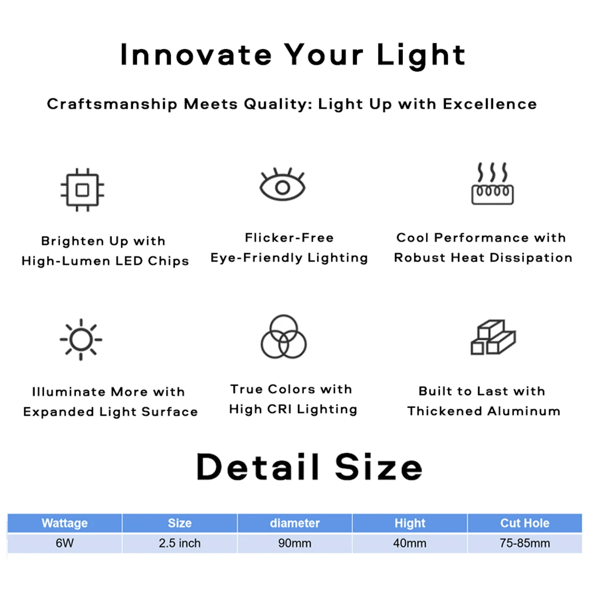 6W COB Downlight Tricolor 2.5inch Recessed Spot Led Round White Ceiling Aluminum Ac175-265v 45degree Lighting Downlights