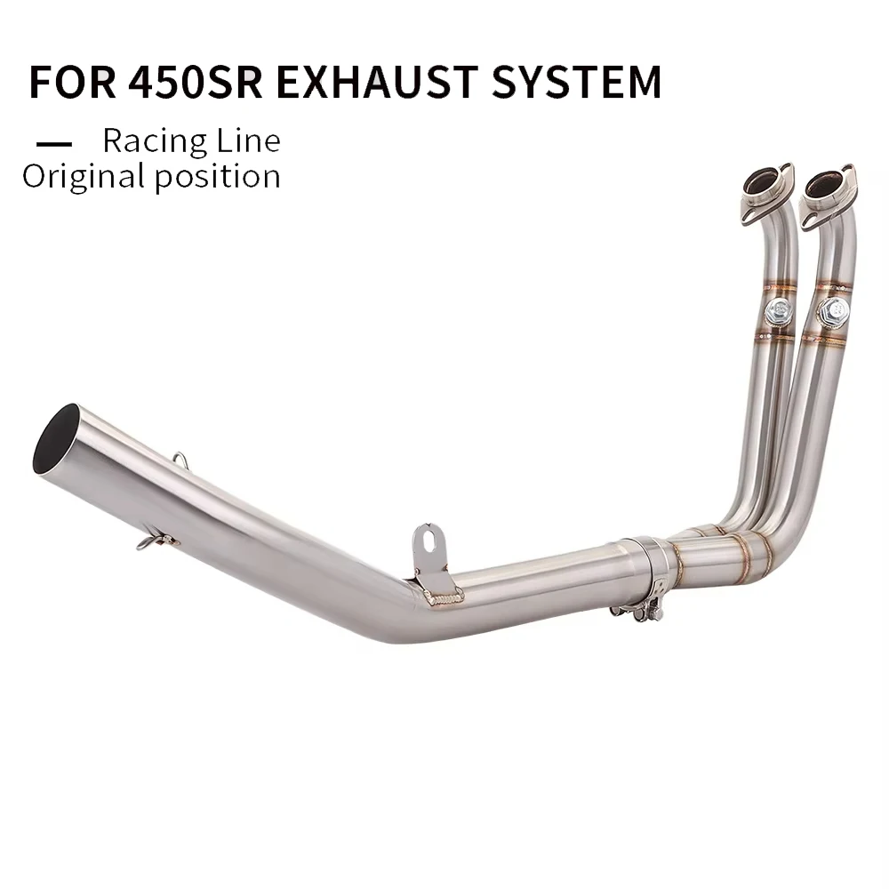

51mm universal Stainless Steel Motorcycle Exhaust Systems Escape Muffler Front Link Pipe For CFMOTO 450SR 450 SR