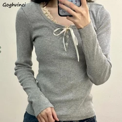 T-shirts Women Fake Two Pieces Sweet Korean Fashion Slim All-match Y2k Tops High Street Designed Clothes Blusas Aesthetic Chic