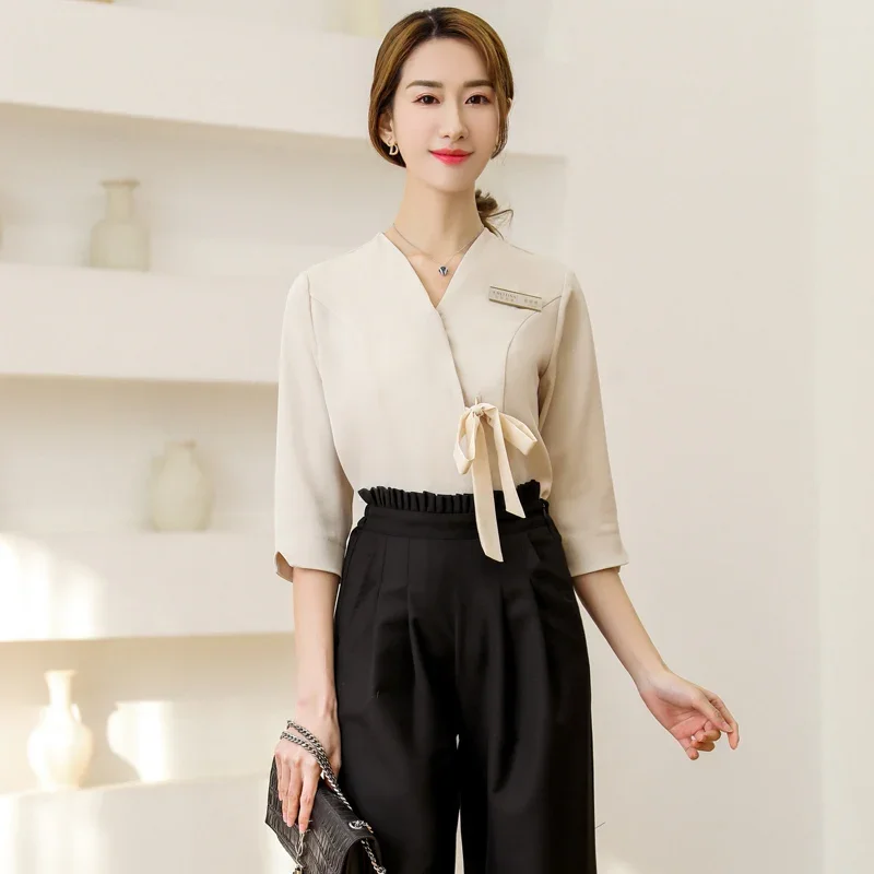 Korean Beauty salon beautician uniform spa health center work clothes women's foot bath sauna massage technician clothing suit