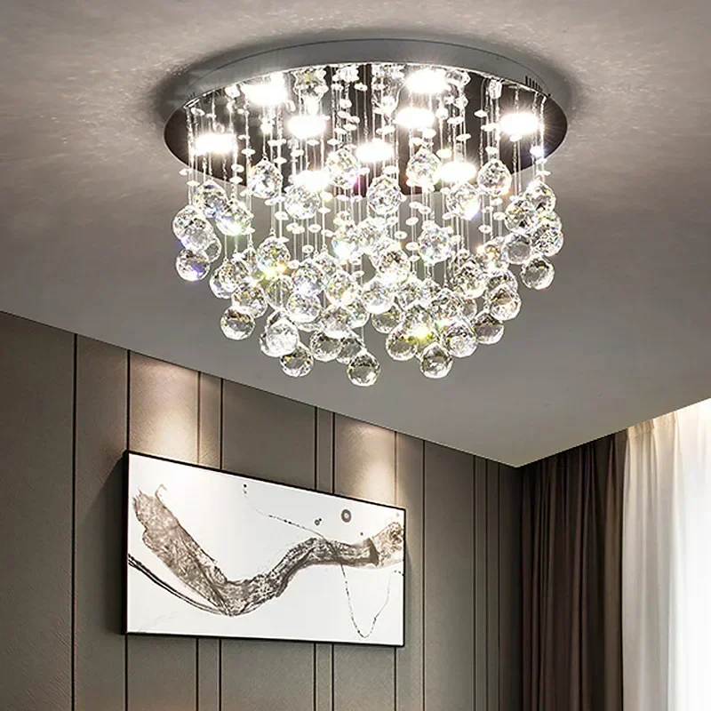 

Fashion Modern Romantic Circular K9 Crystal LED Ceiling Lamp DIY Home Deco Dining Room Stainless Steel Ceiling Lighting Fixture