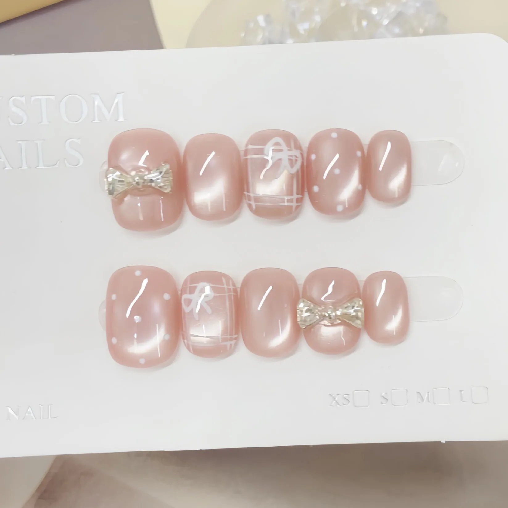 10 Stück handgefertigter Nagel zum Aufdrücken, Schmetterling, herzförmiger Katzenauge-Kunstnagel für Frauen und Mädchen, kurz, oval, abnehmbar, tragbar, falscher Nagel