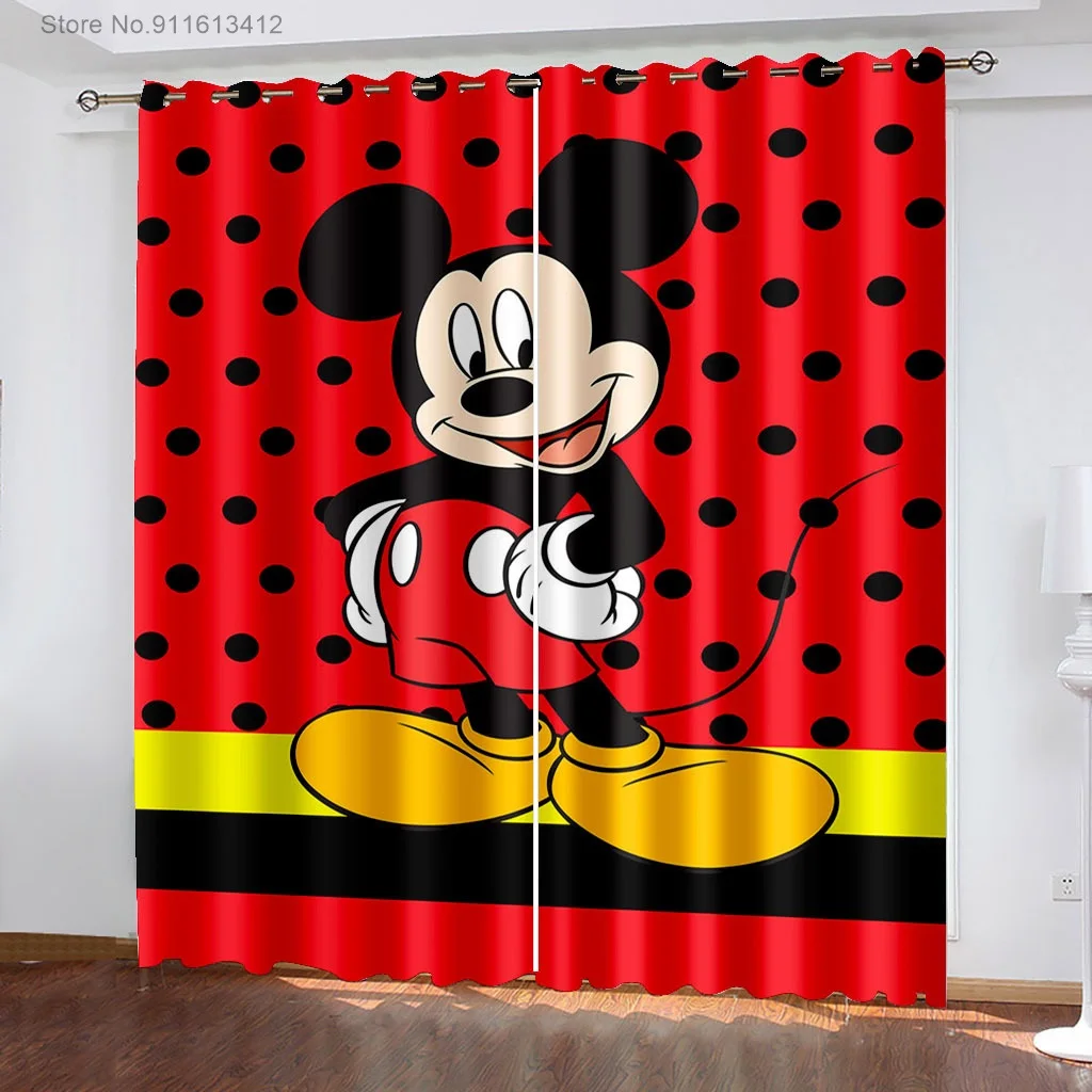 Red Mickey Mouse Blackout Curtains Bedroom Living Dining Room  Cartoon 3D Printed Window Drapes for Children Boys Girls Gifts