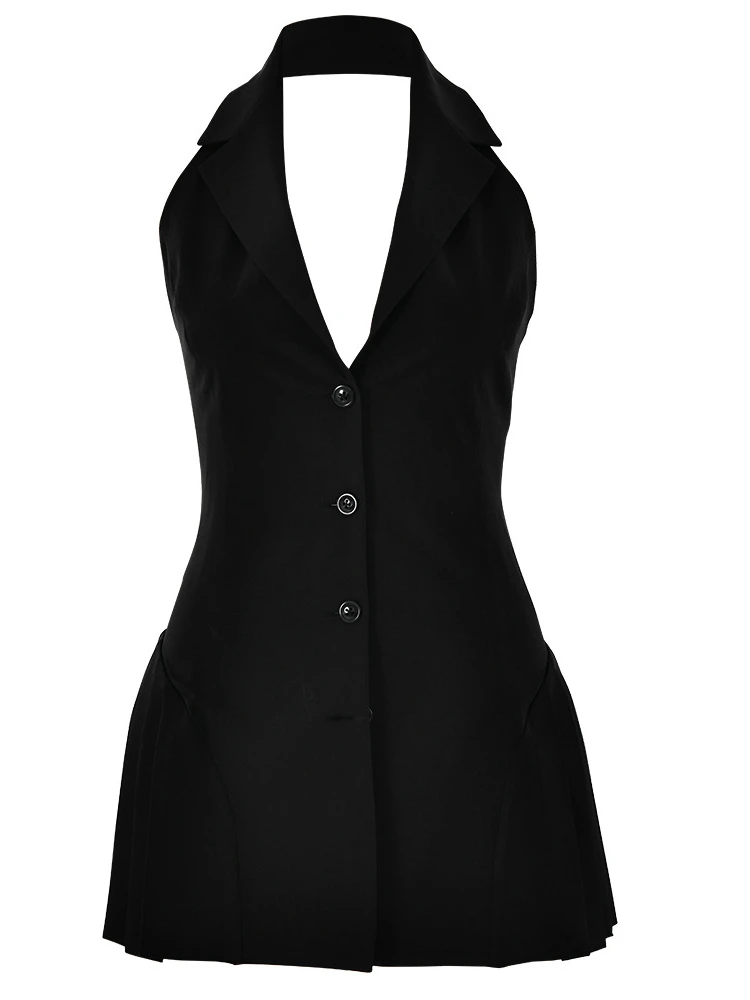 Evelyth-Robe dos nu à revers sexy pour filles, robe dos nu, document de base solide, mince, maigre, BUD, vêtements d'été pour filles épicées