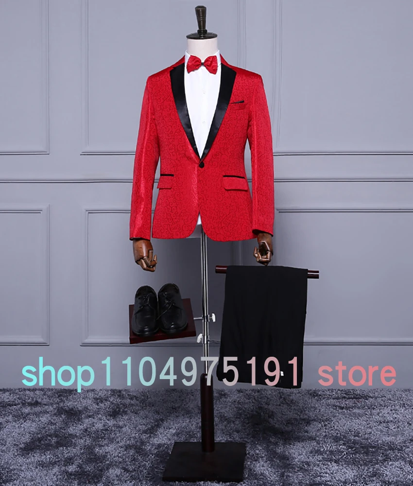 Graceful Embroidered wedding men's suit Delicate 2-piece Men's Suit ( Blazer+Pants ) Men's Stage Costume Homecoming Gowns