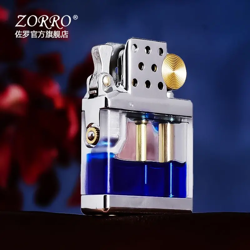 ZORRO New 822 Transparent Compartment High-end Creative Kerosiene Texture Premium Windproof Lighter Men's Holiday Gift