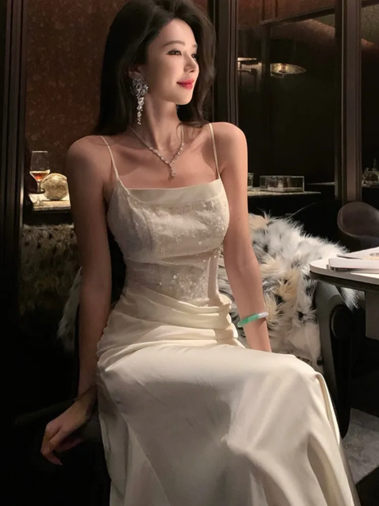 Sexy Spaghetti Strap Party Dress Women Elegant Sleeveless Slash Neck Evening Dresses Summer Spring Prom A-Line Vestidos Robe New