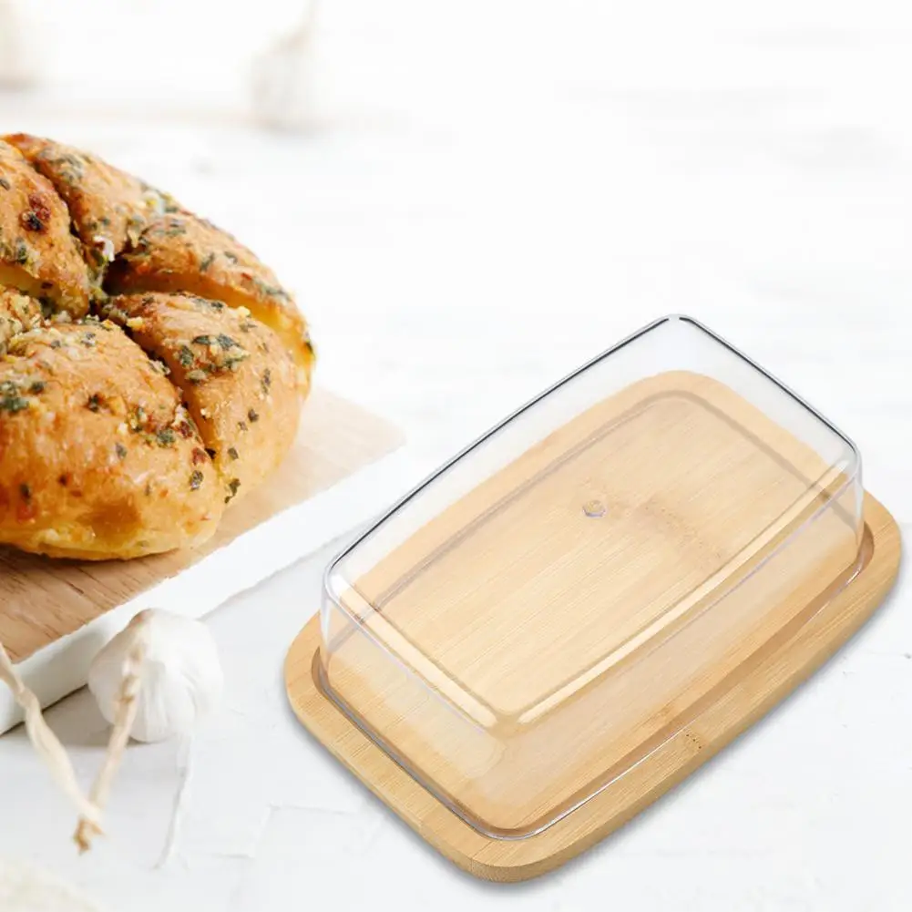 Countertop Butter Dish Butter Storage Container Bamboo Butter Dish with Lid Cake Display Server Tray Mini Cheese Board Plate
