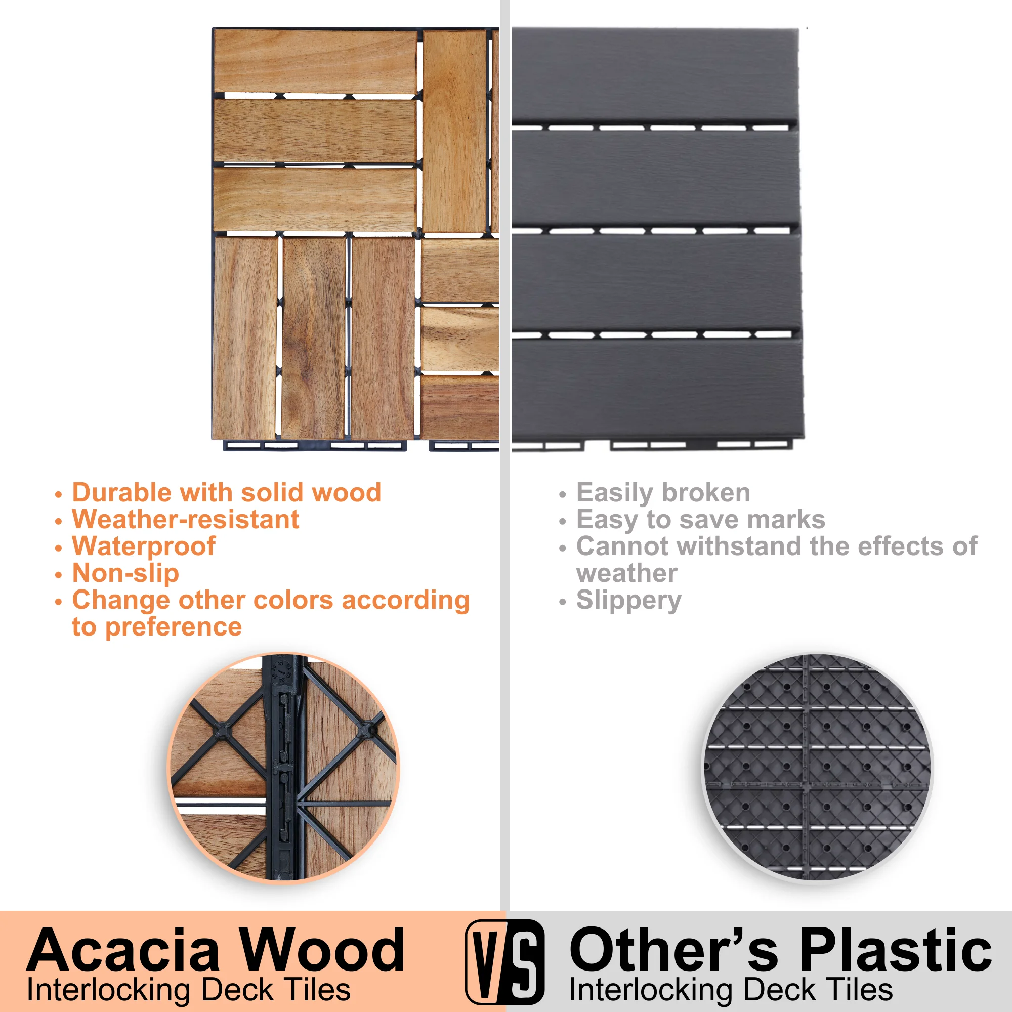 20 PCS Interlocking Deck Tiles Checker Pattern, 12