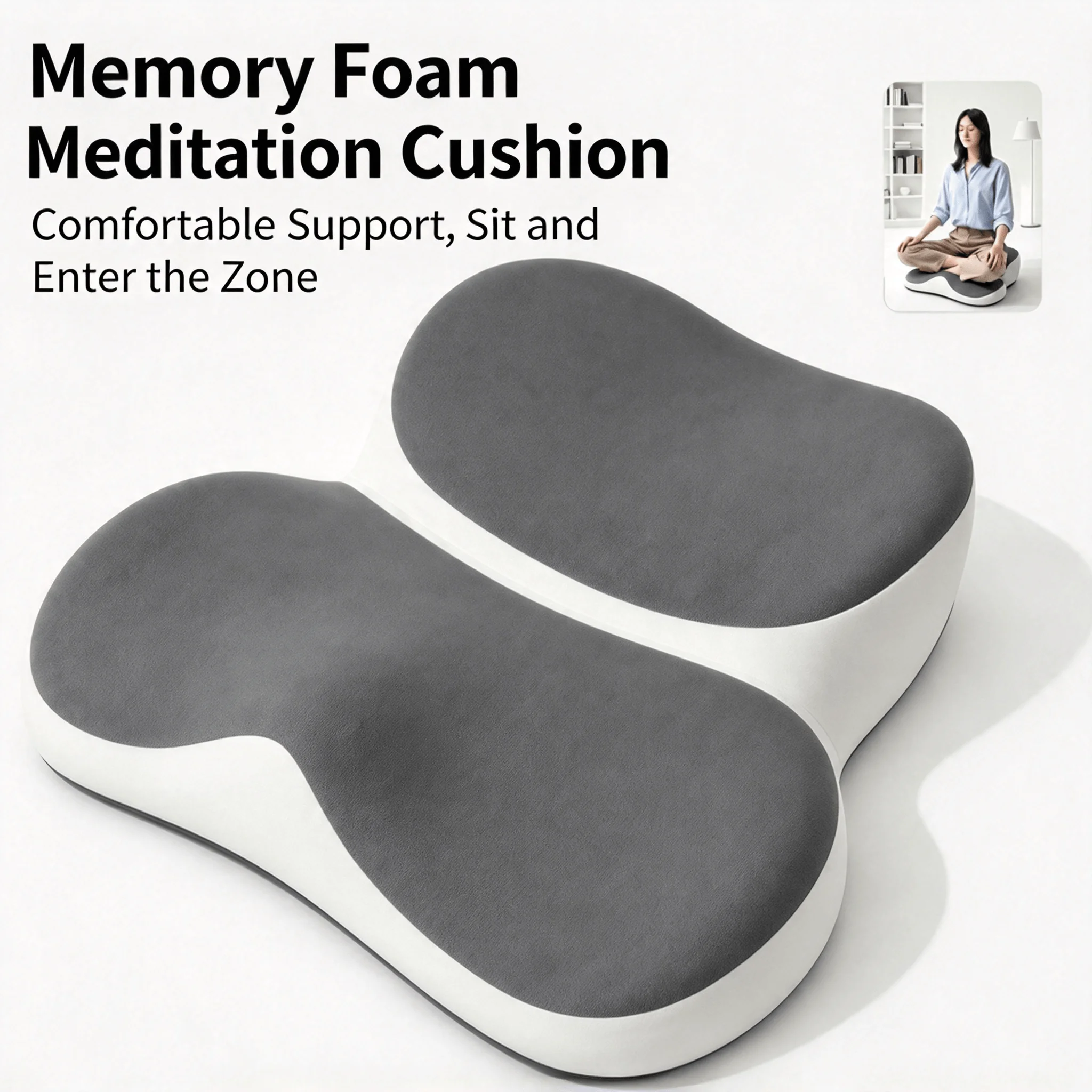 Ergonomic Meditation Seat Cushion, Memory Foam, Spine Protection, Yoga Meditation, Futon, Office Sedentary Chair Cushion