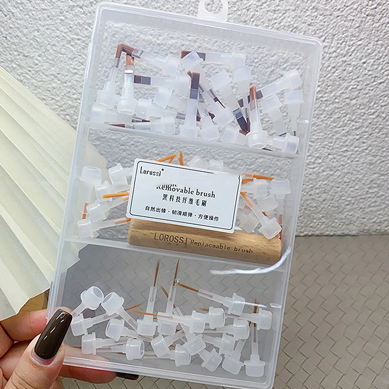 15/40/60 szt./zestaw Pędzel do lakieru do paznokci z podwójną końcówką, wymienne główki, pędzel do paznokci, aplikatory do płynów, narzędzia do manicure