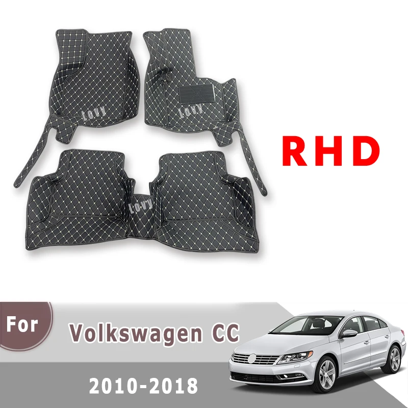 

RHD Carpets Car Floor Mats For CC 2010 2011 2012 2013 2014 2015 2016 2017 2018 Auto Interior Leather Dash Rugs For Volkswagen vw