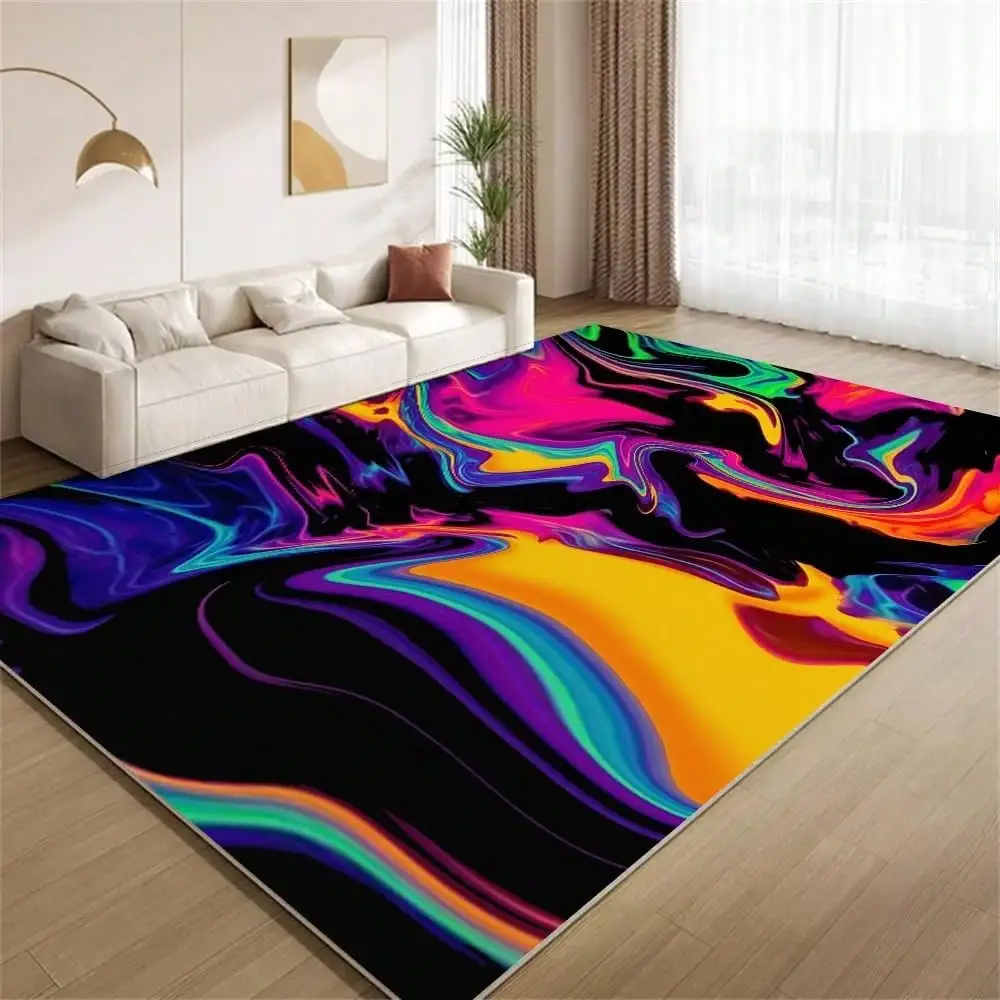 Abstract Fluid Art Door Mat - Colorful Liquid Wave Floor Rug, Psychedelic Modern Decor, Non-Slip Entrance Carpet, Multiple Sizes