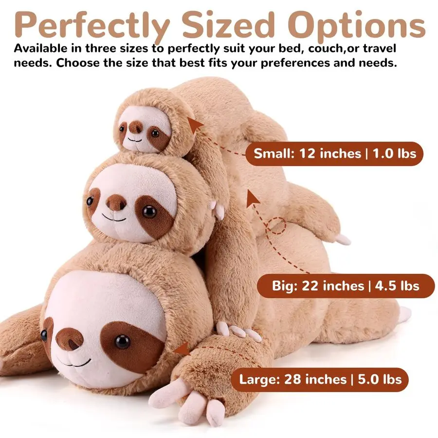 ナマケモノのぬいぐるみ 22インチ 4.5ポンド 重みのあるぬいぐるみ ナマケモノのぬいぐるみ 大きなぬいぐるみ枕 かわいいぬいぐるみおもちゃ ギフト