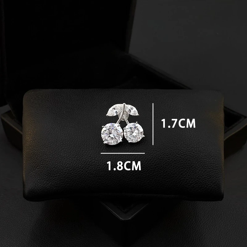Luxury White Cherry Brooch for Women Shiny Personality Collar Pin Anti-Slip Neckline Accessory Stylish Fashion Jewelry Gift 5702