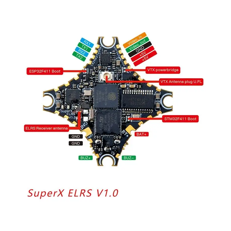 Happymodel SuperX ELRS V1.0 / V2.1 AIO 5IN1 Flight Controller 1S OPENVTX For Mobula6 2024 65mm Ultra Light Micro FPV Drone