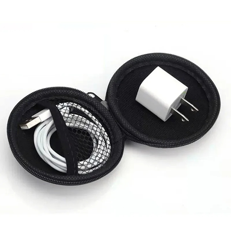 Round Earphone Holder Storage Bag Carrying Hard Case For Earbuds Earphone Accessories Memory Card USB Cable Holder Bag