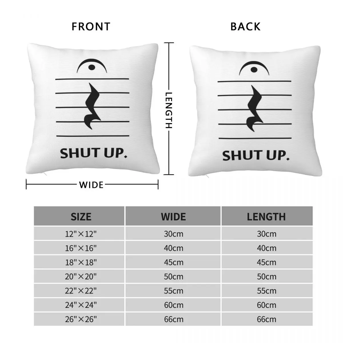 Shut Up Music Notation Pillowcase Polyester Linen Velvet Creative Zip Decorative Sofa Seater Cushion Cover