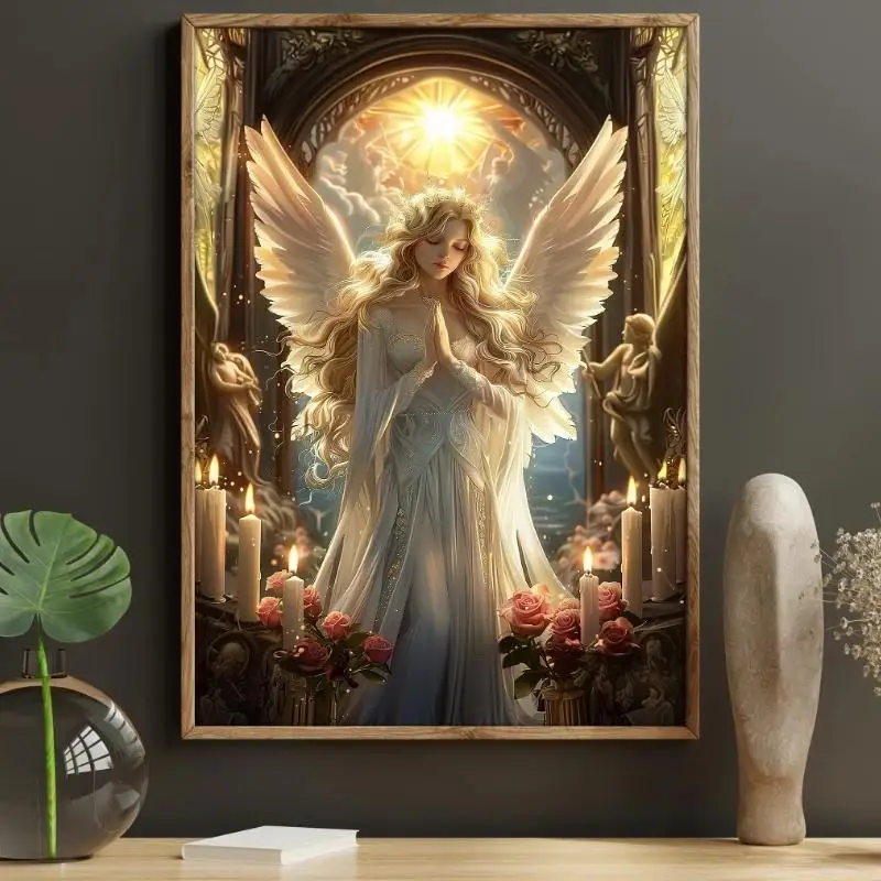 Magic Angel Vintage Jesus Christmas Moon Witchy Women Canvas Painting Poster Prints  Living Room  Bedroom Wall Decor