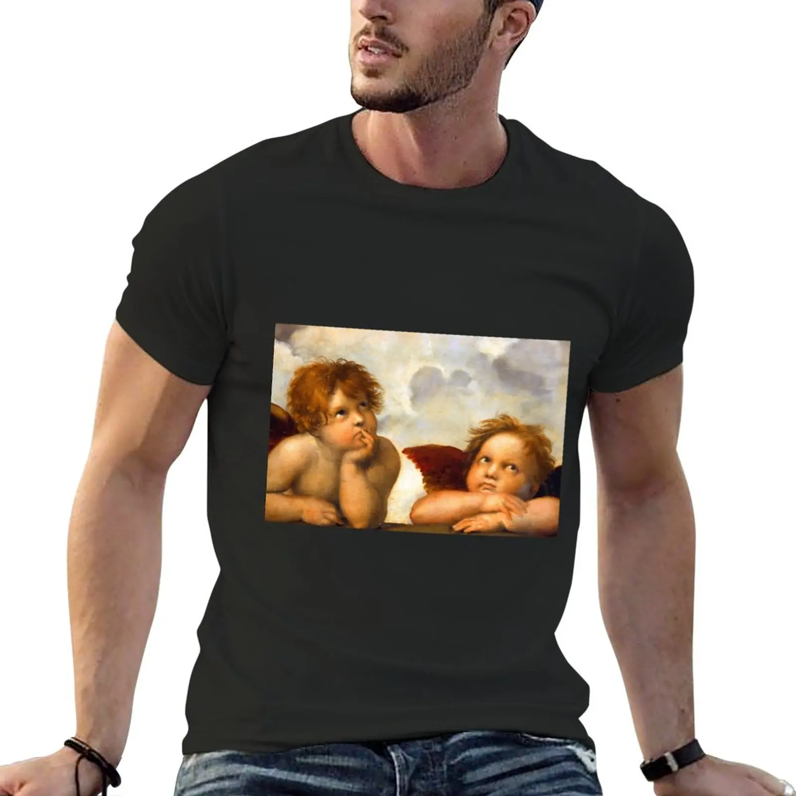 Новые ангелы Cherubs Рафаэль Santi Sistine Madonna Sweet Футболка для мальчика аниме индивидуальные футболки мужская тренировочная рубашка